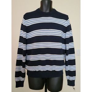 BROOKS BROTHERS MEN'S STRIPED 100% COTTON PIMA BLUE SWEATER SIZE S #905